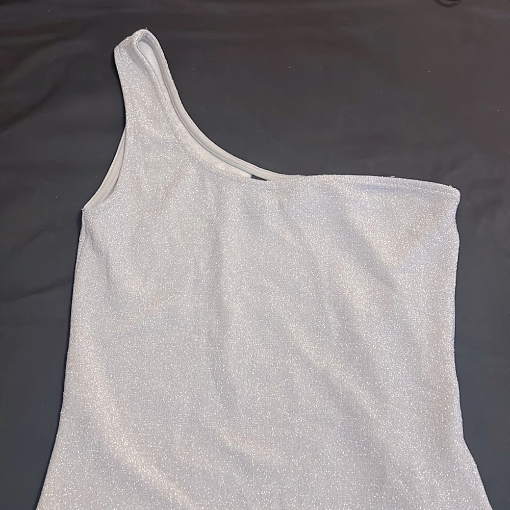 Silver leotard one piece top